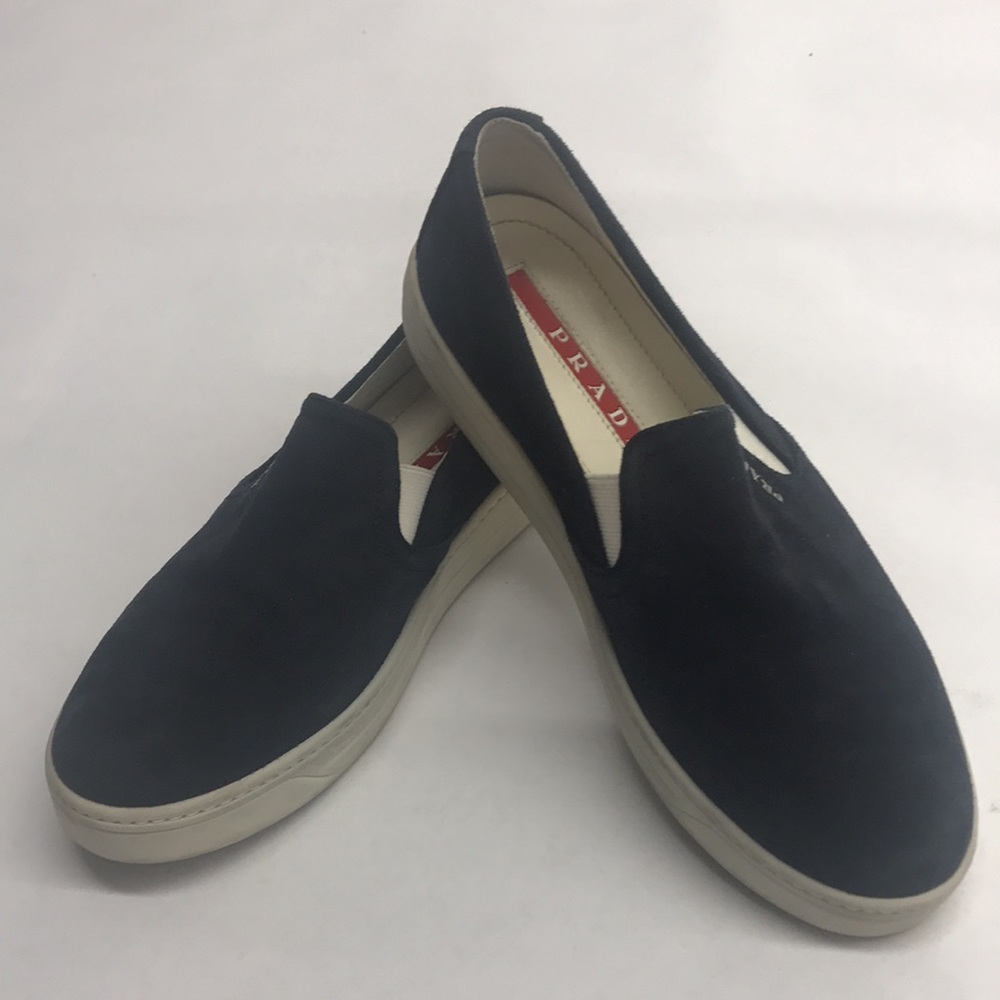 PRADA Suede Slip-On Brand New with only light signs of wear, Black, size 36 1/2.